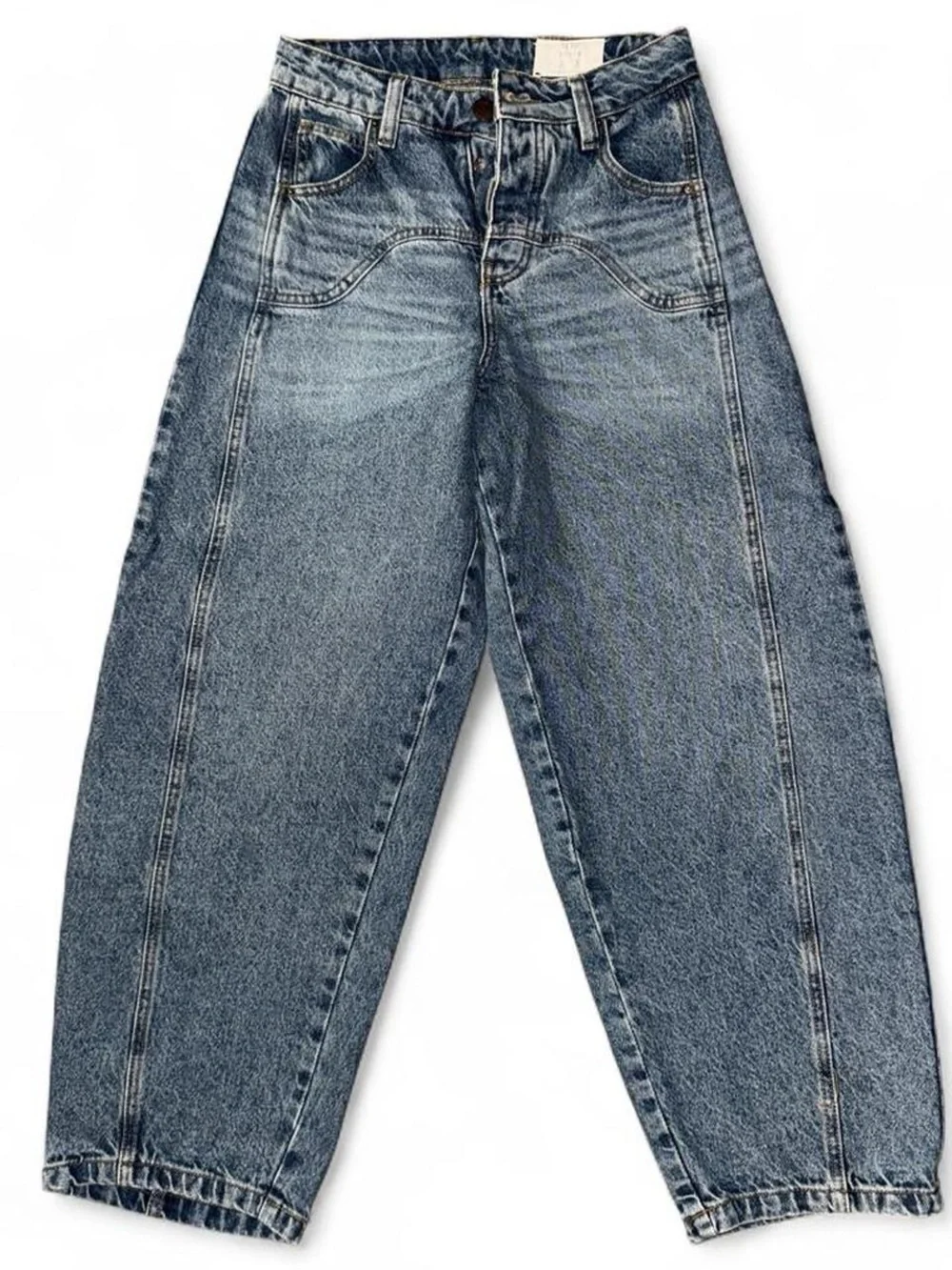 Women's Wide Leg Vintage Wash Jeans - Blue
